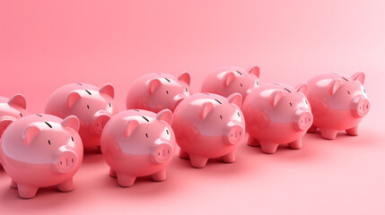 A collection of piggy banks. Savings, budget and money management concept