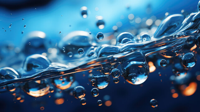 Clear water blue bubbles underwater save nature photo realistic wallpaper background PNG - generative AI