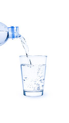 Pour water from a plastic bottle.