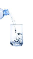 Pour the water into a clear glass.