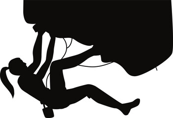 Climbing people silhouettes flat vector - obrazy, fototapety, plakaty