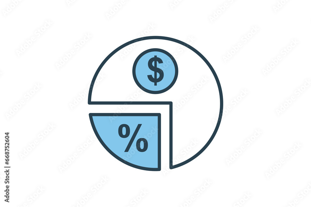 Poster dividend icon. icon related to investments and financial concepts. flat line icon style. simple vect