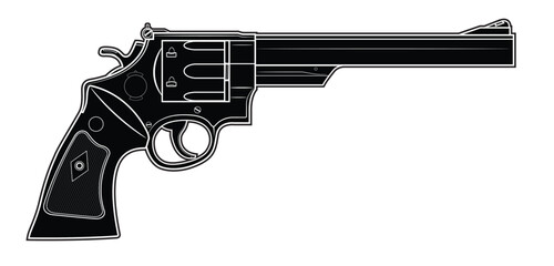 Vector illustration of the 44 magnum Smith & Wesson M29 revolver on the white background. Black. Right side.