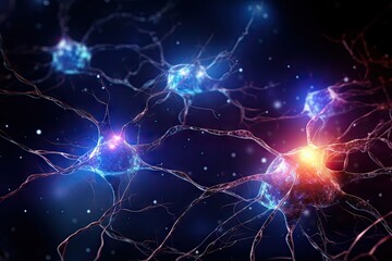 Illustration of the connections of neurons in the human brain for medical or educational purposes by generative ai.