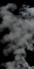Rising clouds/smokecreen on black. Panorama edition. PNG on transparent backdrop