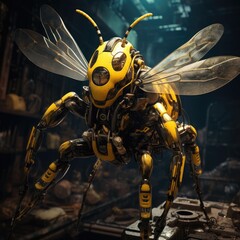 Cyberpunk Realism: Stunning Depictions of Bees in Futuristic world