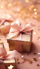 Fototapeta na wymiar Gift boxes on pink background by generative AI