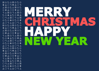 Greeting Card or Post Card or Gift Card with Merry Christmas and Happy New Year Text