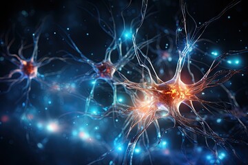 Illustration of the connections of neurons in the human brain for medical or educational purposes by generative ai.