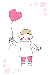 ハートのバルーンを持つ子供