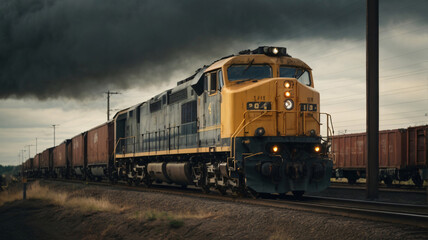 freight train locomotive with freight