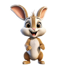 Cartoon animal, cute smiling baby rabbit kit