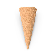 Empty Waffle Cup for Ice Cream. Empty Sugar Crunchy Icecream Waffle Cone. Blank crispy ice cream cone, 3D rendering