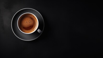 Drink with copy space concept, top view of coffee cup on table, morning drink - obrazy, fototapety, plakaty