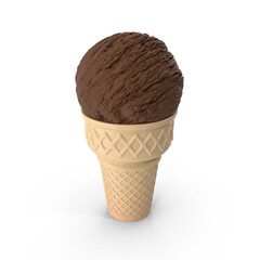 Chocolate ice cream with wafer cone, Soft serve ice cream in wafer style cone.