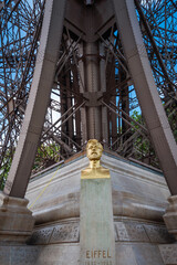 Paris, France - The bust of Gustave Eiffel, architect of Eiffel tower under the famous metal structure
