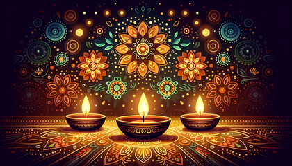 illustration of Diwali festival background with Diwali lamps