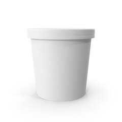 White empty paper cup food container, 3D rendering, white takeaway coffee disposable paper cup, Glass for food or drinks with a lid and without a lid, Round paper food packaging for mockup & branding