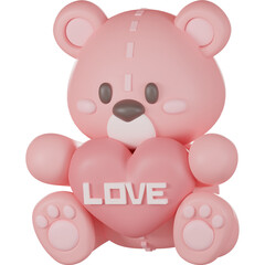 Valentine teddy bear 3d Illustration