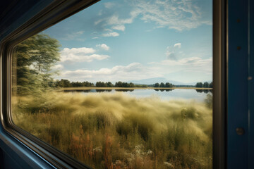 Virtual Escape: Lake Horizon Through a Train Window