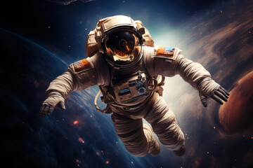 Fototapeta premium Infinite Space Exploration: Astronaut in Orbit