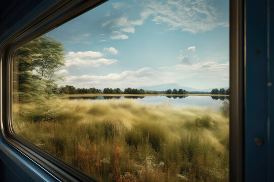 Virtual Escape: Lake Horizon Through a Train Window