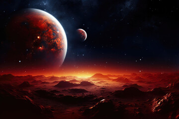 Fototapeta na wymiar Cosmic Dreams: Mars in a Starlit Universe
