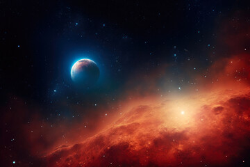 Fototapeta na wymiar Infinite Horizons: Mars Illuminated in Cosmic Splendor