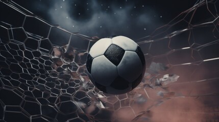 Fototapeta premium Soccer Ball on Football Net