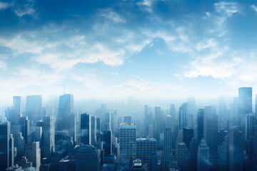Fototapeta na wymiar High in the Sky: Urban Skyline Panorama