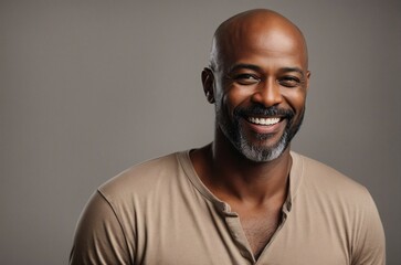 Obraz premium Joyful Portrait of a Middle-aged Dark-skinned Man Laughing