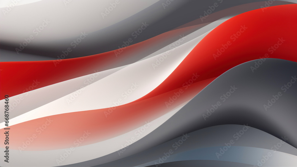Poster abstract background with red and gray wavy lines. vector illustration.