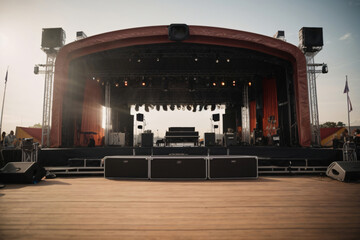 Concert stage. Empty scene for festival ai generative