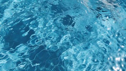 Ripples on the blue pool water. Shiny waves of clean pool water.