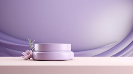 3D rendering of purple product background for cream cosmetics Modern podium background