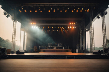 Concert stage. Empty scene for festival ai generative