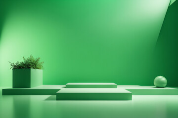 empty room with green background