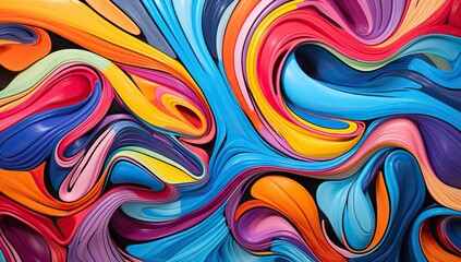 Colorful swirling patterns resembling vibrant ribbons or paint strokes. Abstract background and wallpaper.