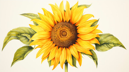 Sunflower on a white background.