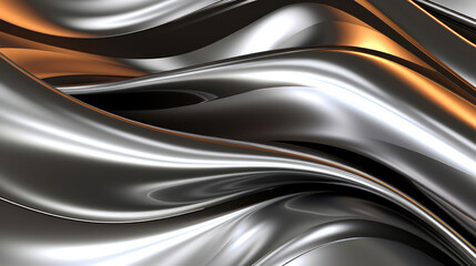 Abstract 3D silver metal shiny background with waves modern and elegant illustration	