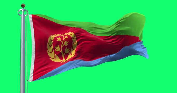 Eritrea national flag waving on green screen