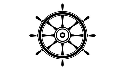 Ship wheel vector icon. Ship's steering wheel simple design