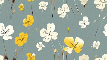 Delicate Blooms: A Pastel Symphony in Gray,seamless floral pattern,seamless background with flowers