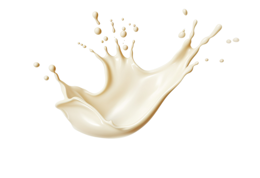 Splash of vanilla yellow milk isolated on transparent background PNG