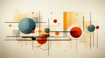 A minimalist geometric background featuring elements of Mid-Century Modern art with watercolor shapes, creating a trendy and abstract visual.