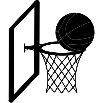 recommend clip art: basketball hoop and ball silhouette