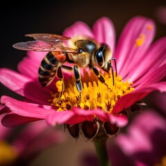 Honeybee Collecting Nectar from Lively Bloom - 668776247