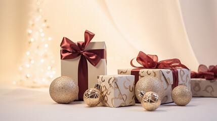 Fototapeta na wymiar gift box with christmas decorations