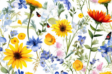 Delicate Blooms: A Watercolor Symphony,floral pattern,Seamless Pattern Images