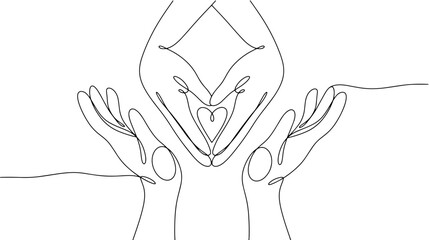 Hands. Gesture. Hands. Love. One line